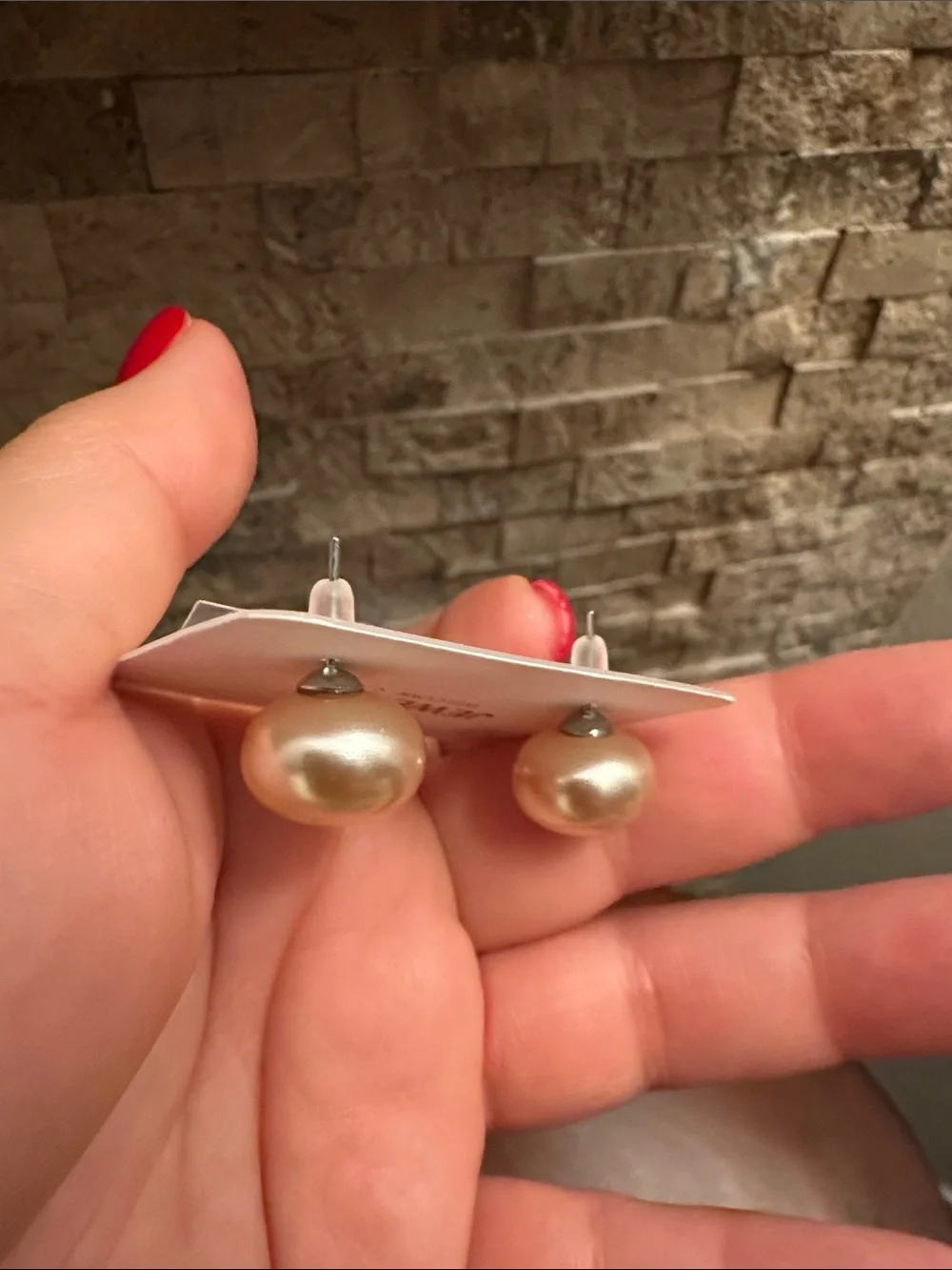 Fashion Jewelry Champagne Pearl Dome Stud Earrings